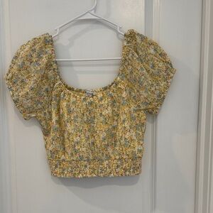 AE Floral Yellow Puff Sleeve Top xsmall
